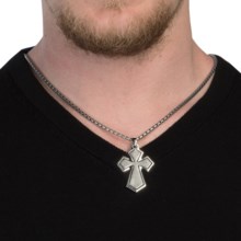 65%OFF メンズネックレス （男性用）モンタナ銀細工太字黒とシルバークロスネックレス Montana Silversmiths Bold Black and Silver Cross Necklace (For Men)画像